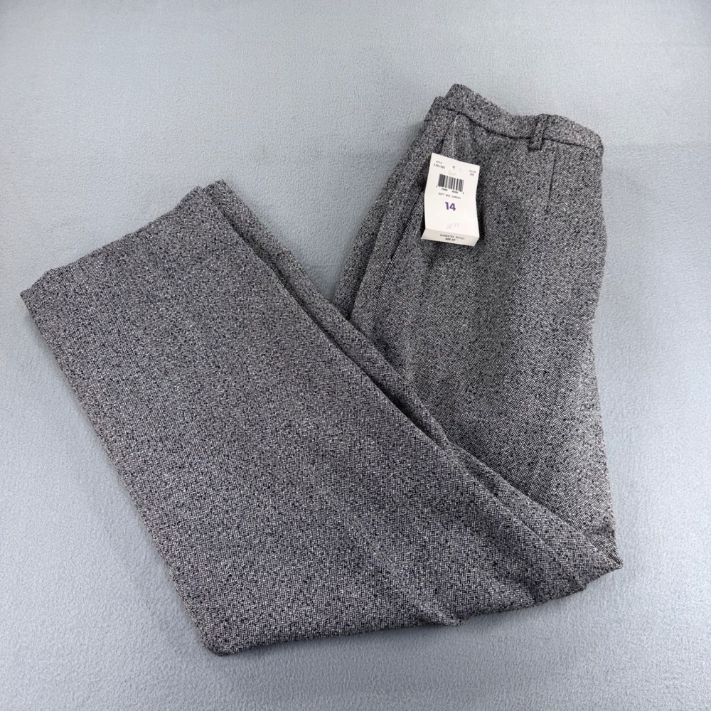 Emma James Liz Claiborne Herringbone Trousers Black White EJMU1663 Womens 14 NWT